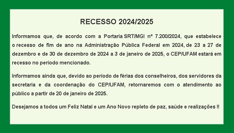 Recesso 2024/2025